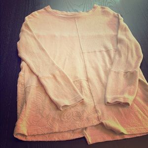 Super soft Anthro cream mixed media sweater